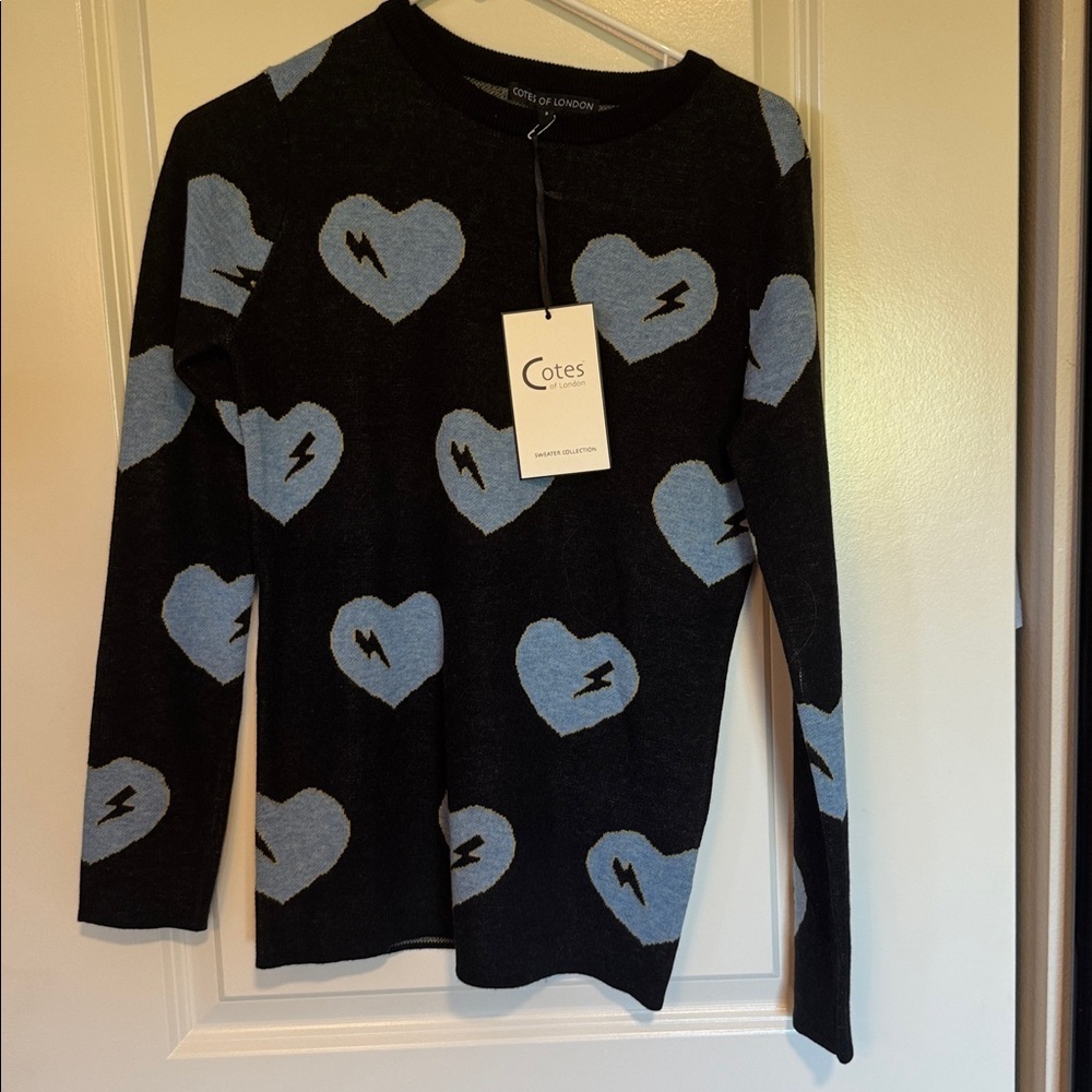 Cotes of London brushed wool cashmere heart sweater small